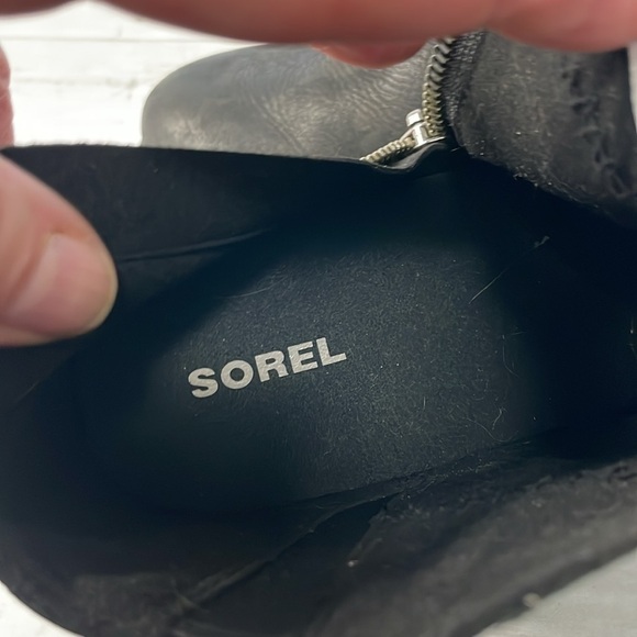 Sorel Black Leather Joan of Artic Wedge Bootie - Picture 10 of 13